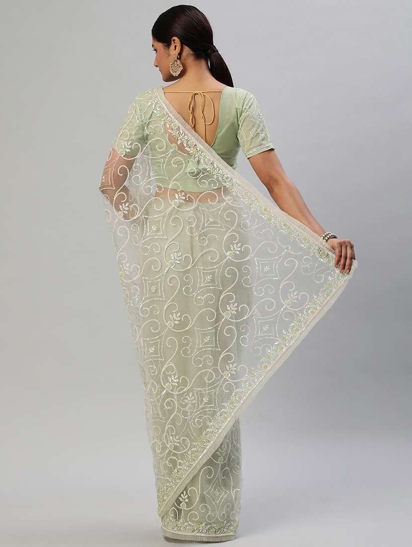 women solid with work embroidered saree with blouse - 21949953 -  Standard Image - 1