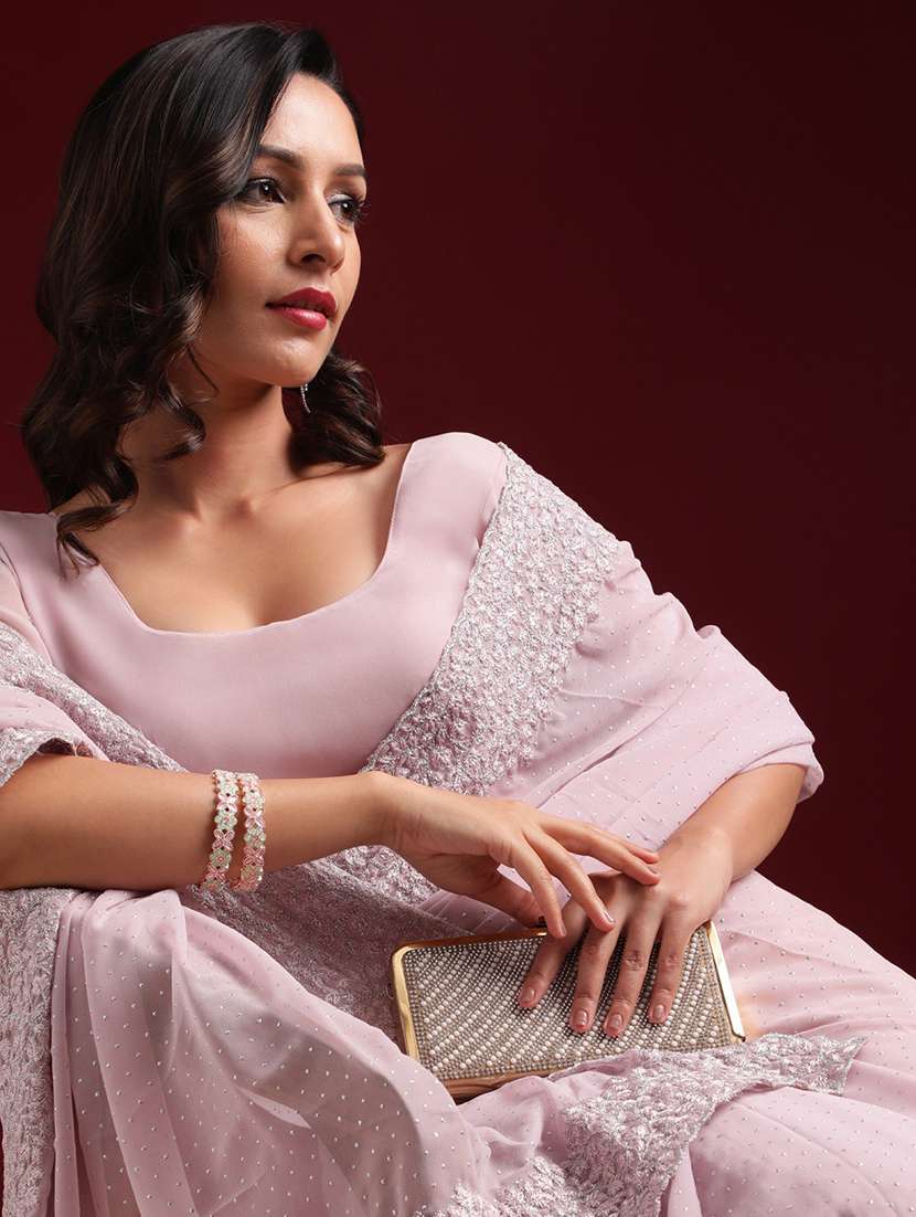 women solid with work embroidered saree with blouse - 21950000 -  Standard Image - 4