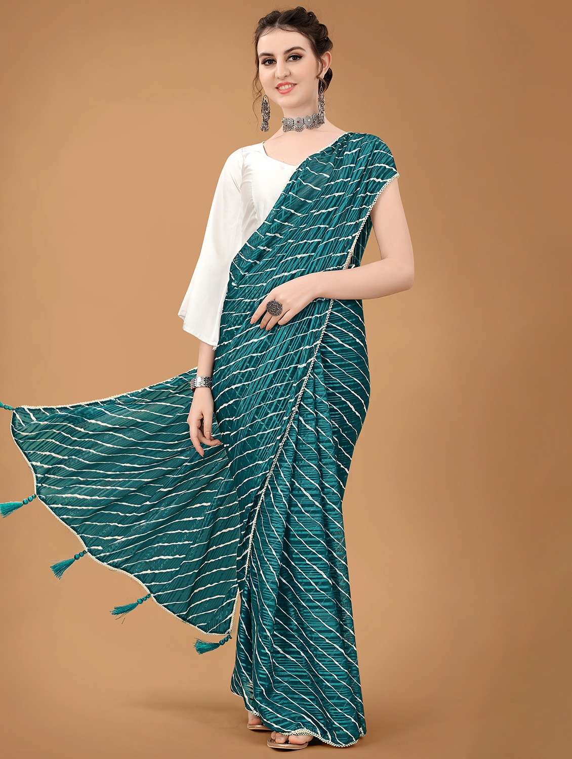 women printed casual wear saree with blouse - 21950014 -  Standard Image - 1