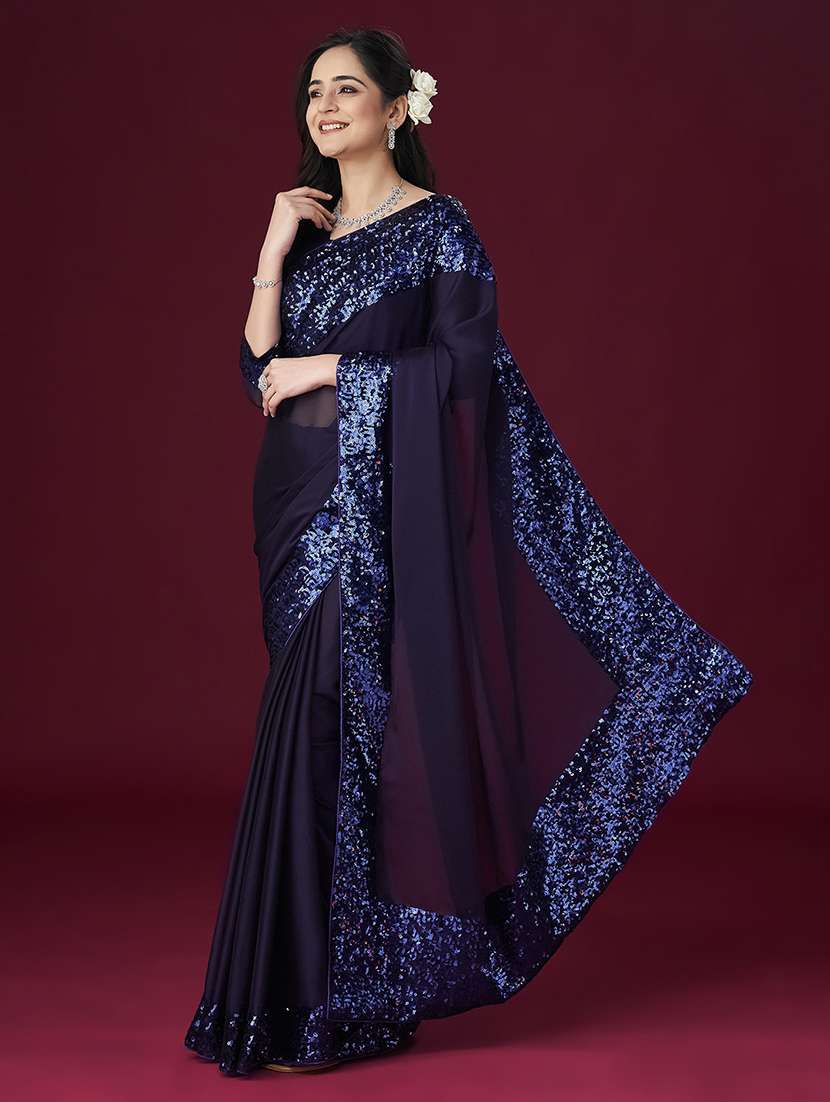 women solid with bordered saree with blouse - 21950048 -  Standard Image - 1