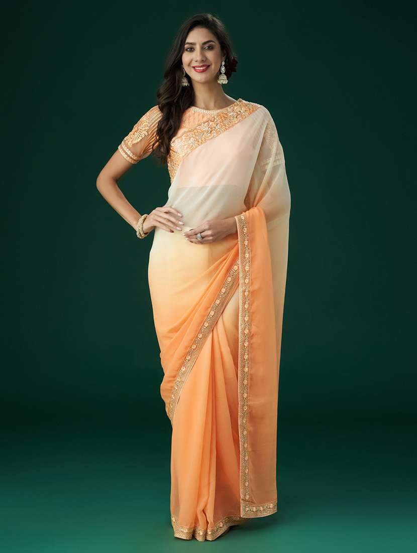 women ombre printed saree with blouse