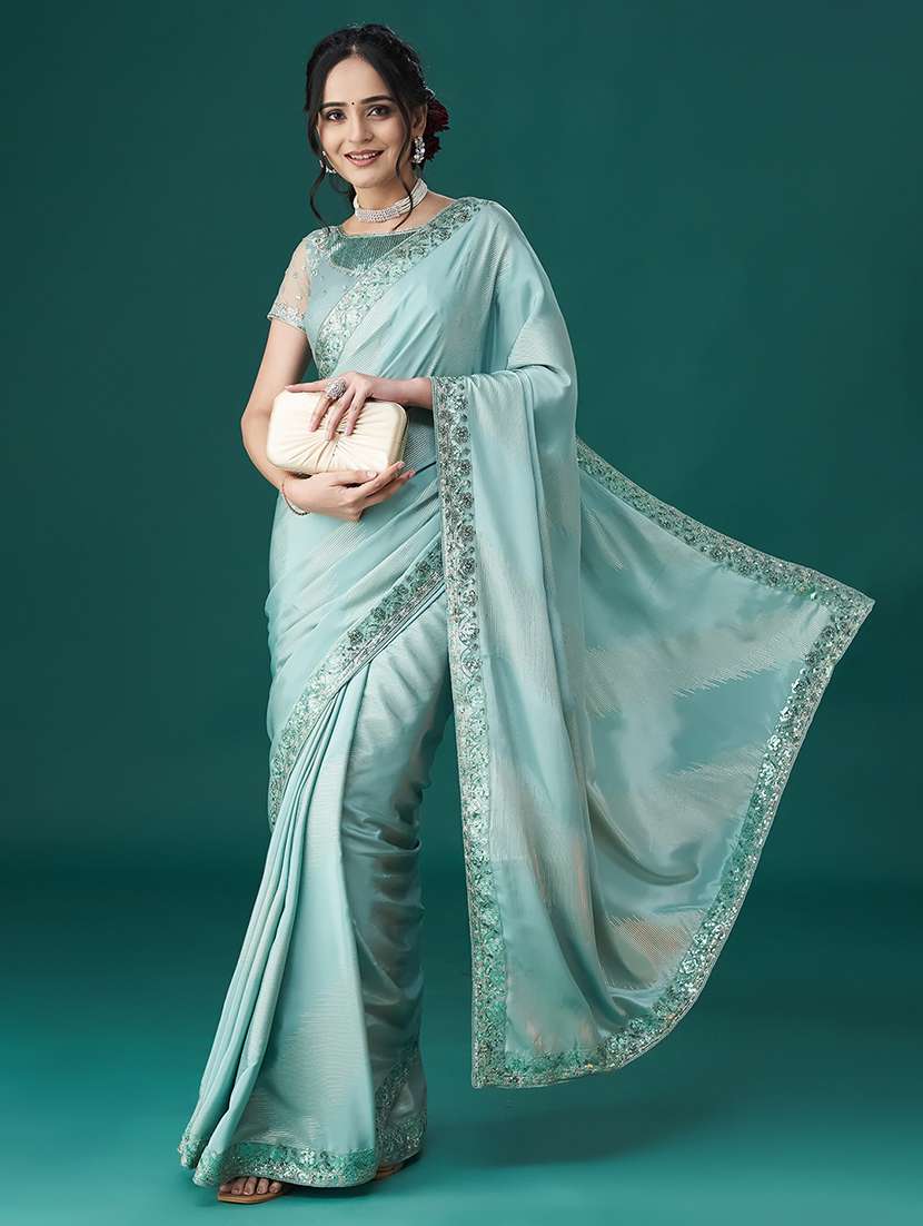 women solid with bordered saree with blouse - 21950061 - Standard Image - 1