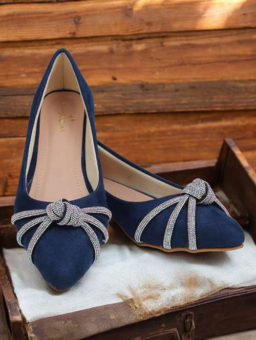 women blue slip on ballerina
