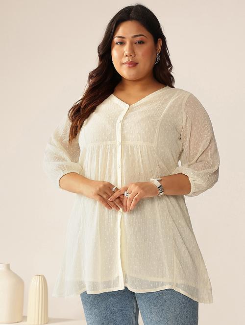 women plus size self designed a-line top - 21950103 -  Standard Image - 0