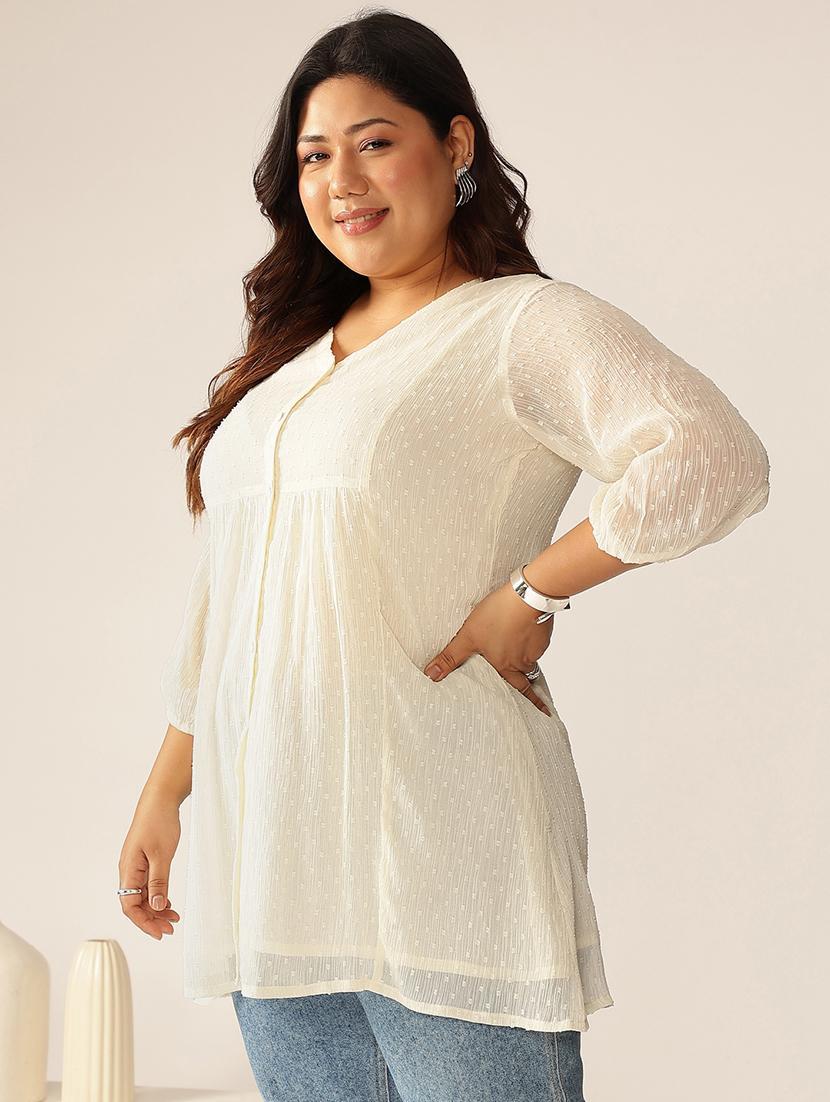 women plus size self designed a-line top - 21950103 -  Standard Image - 1