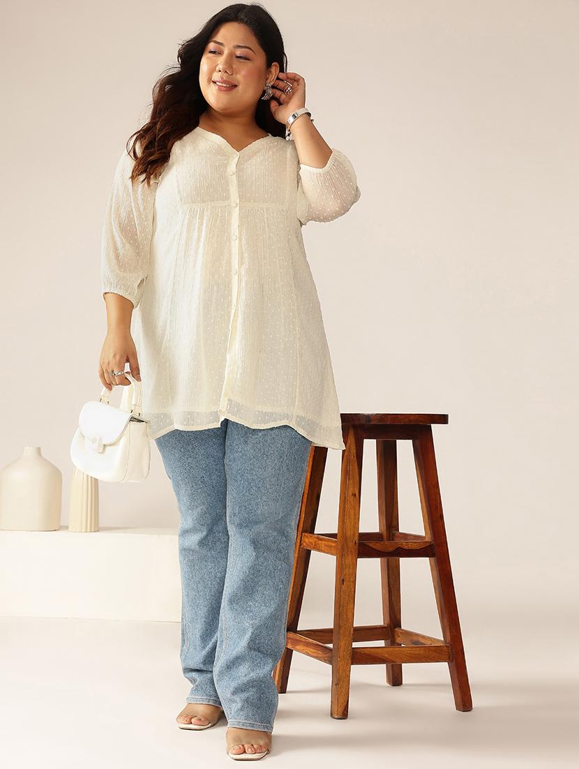women plus size self designed a-line top - 21950103 - Standard Image - 4