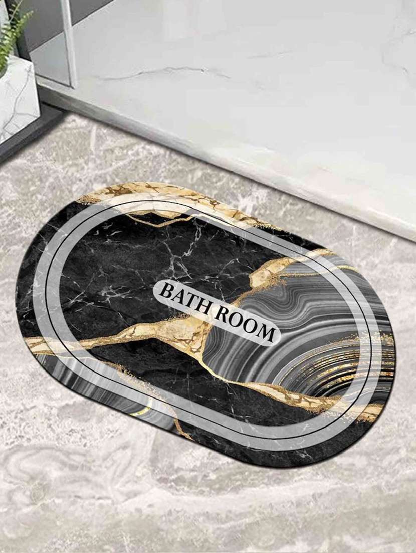 black non-slip quick dry bathroom mat 