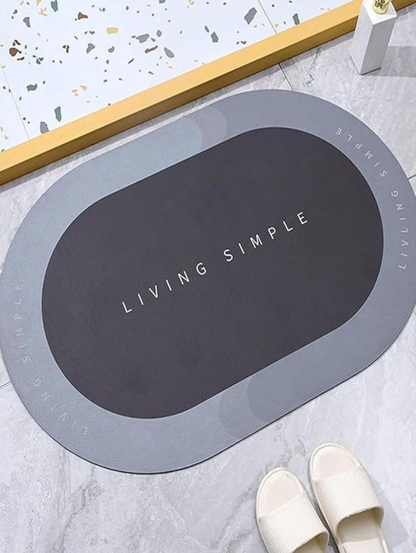 grey non-slip quick dry bathroom mat - 21950175 - Standard Image - 1