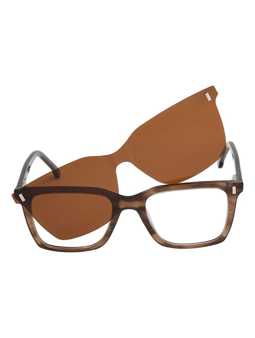 ted smith unisex brown wayfarer acetate clip on frames clip on sunglasses with polarized lens - 21950185 - Standard Image - 1