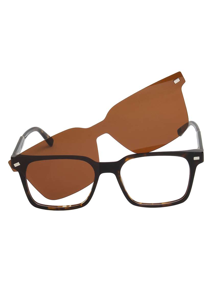 ted smith unisex demi brown square acetate clip on frames clip on sunglasses with polarized lens - 21950189 -  Standard Image - 1