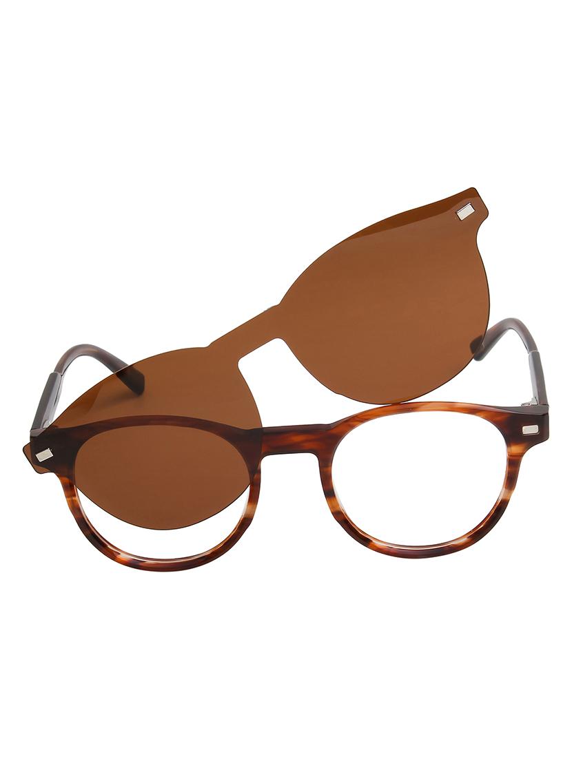 ted smith unisex demi brown round acetate clip on frames clip on sunglasses with polarized lens - 21950191 -  Standard Image - 1