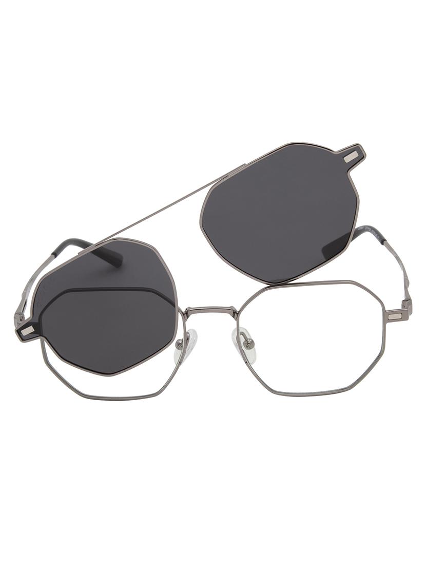 ted smith unisex silver-black hexogan metal clip on frames clip on sunglasses with polarized lens - 21950196 - Standard Image - 1