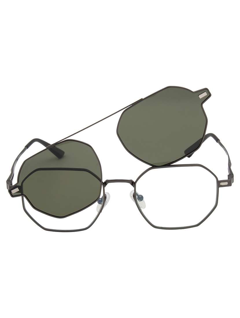 ted smith unisex gunmetal-green hexogan metal clip on frames clip on sunglasses with polarized lens - 21950197 -  Standard Image - 1