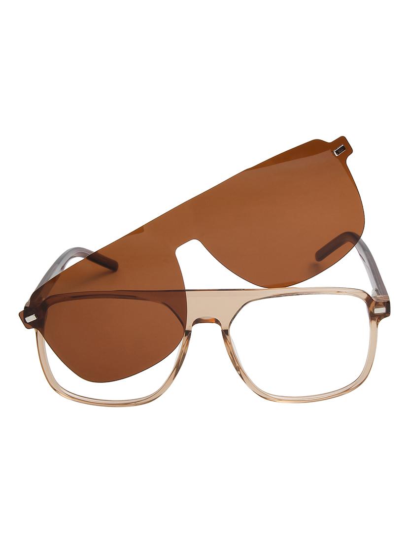 ted smith unisex brown aviator acetate clip on frames clip on sunglasses with polarized lens - 21950199 - Standard Image - 1