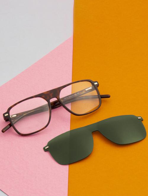 ted smith unisex brown-green aviator acetate clip on frames clip on sunglasses with polarized lens - 21950200 - Standard Image - 0