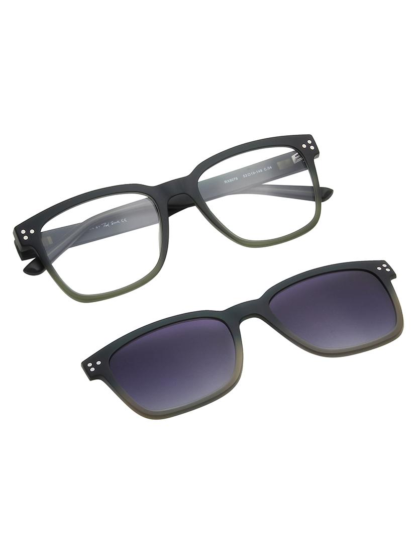 ted smith unisex green-purple square clip on frames clip on sunglasses with polarized lens - 21950202 - Standard Image - 1