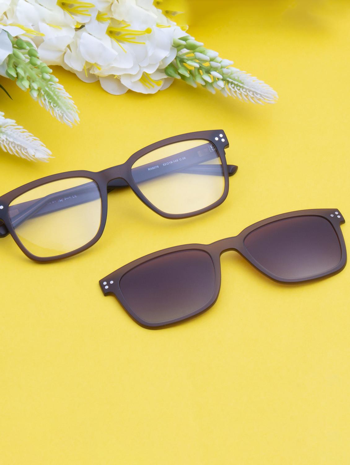 ted smith unisex brown square clip on frames clip on sunglasses with polarized lens - 21950203 -  Zoom Image - 0