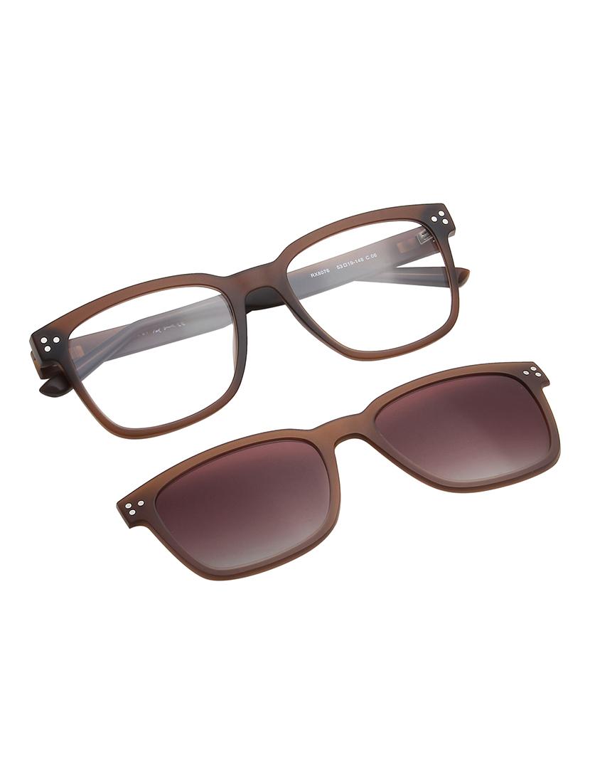 ted smith unisex brown square clip on frames clip on sunglasses with polarized lens - 21950203 -  Standard Image - 1
