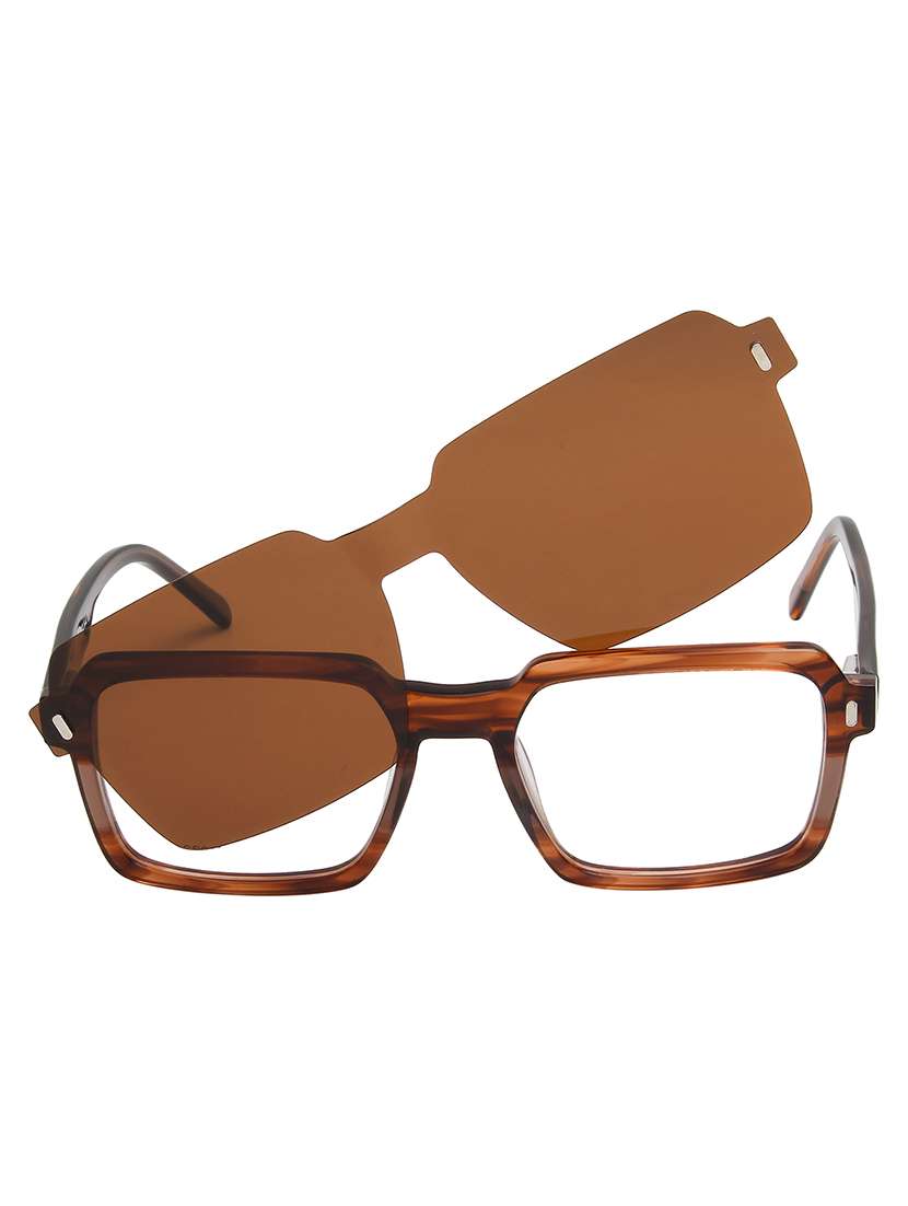 ted smith unisex brown square acetate clip on frames clip on sunglasses with polarized lens - 21950205 -  Standard Image - 1