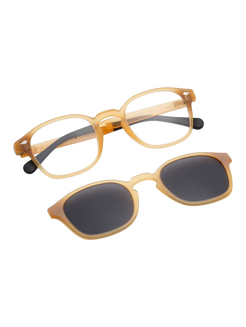 ted smith unisex brown square clip on frames clip on sunglasses with polarized lens - 21950207 -  Standard Image - 1