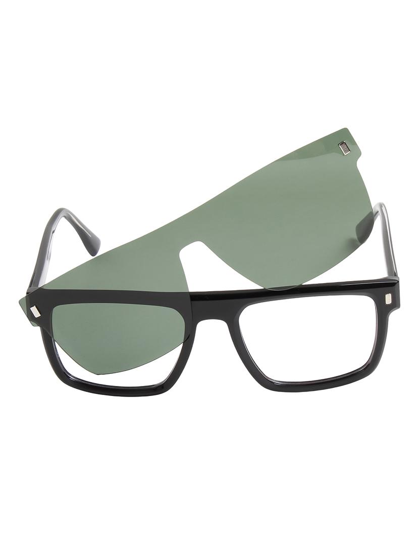 ted smith unisex black-green square acetate clip on frames clip on sunglasses with polarized lens - 21950208 - Standard Image - 1