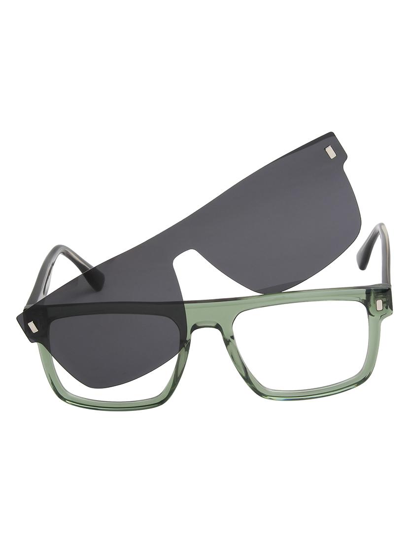 ted smith unisex green square acetate clip on frames clip on sunglasses with polarized lens - 21950209 - Standard Image - 1