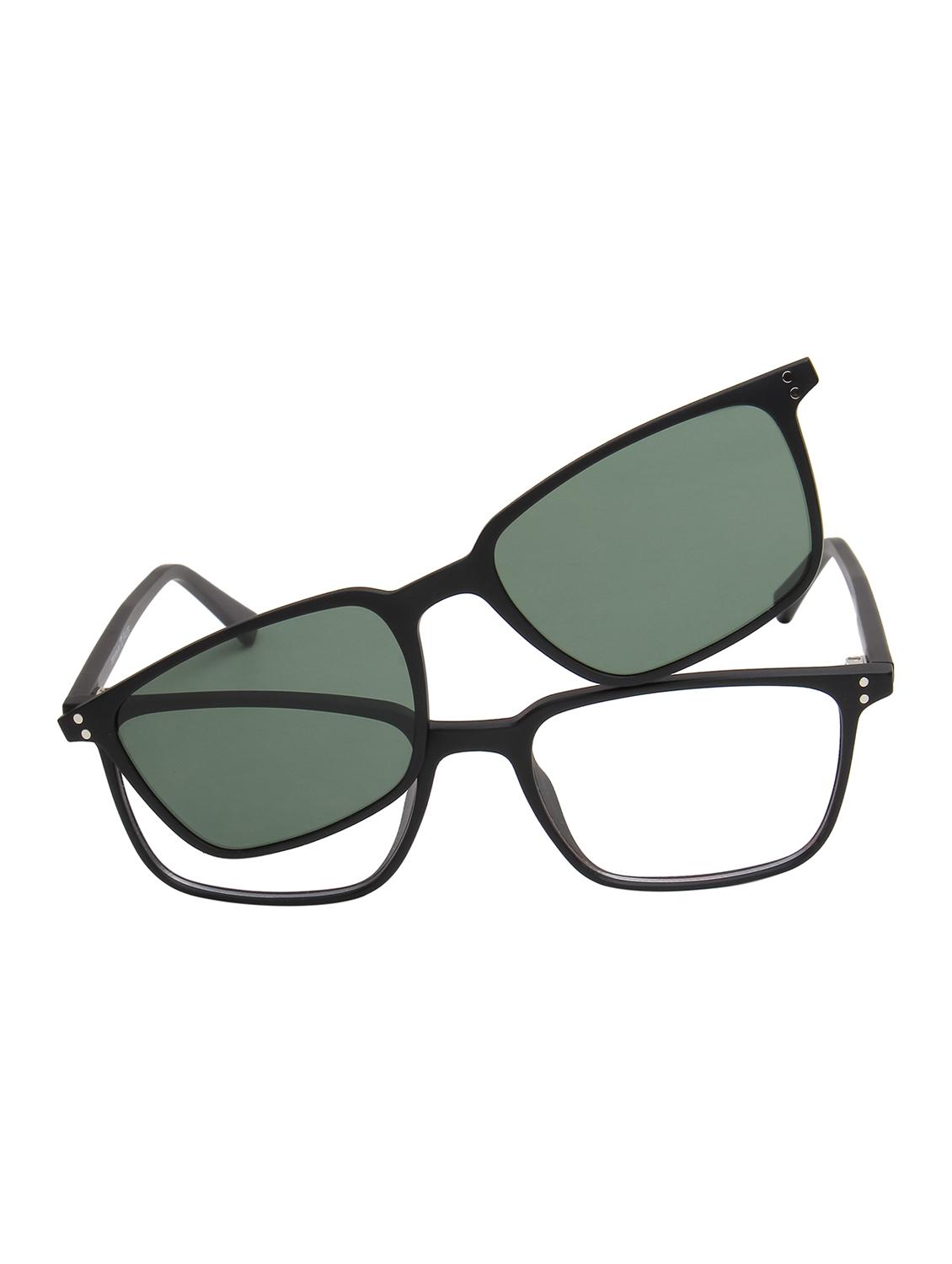ted smith unisex black-green rectangular clip on frames clip on sunglasses with polarized lens - 21950211 - Standard Image - 1