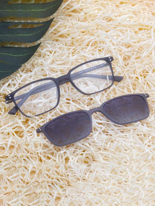ted smith unisex grey rectangular clip on frames clip on sunglasses with polarized lens - 21950212 -  Standard Image - 0