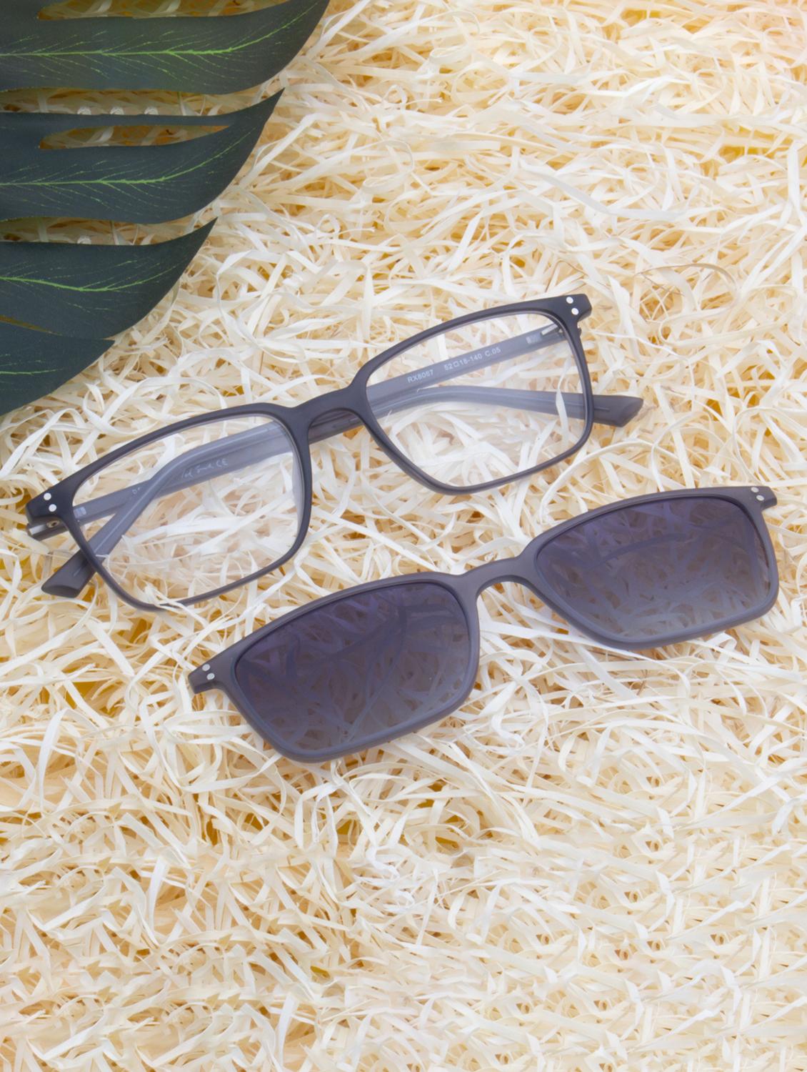 ted smith unisex grey rectangular clip on frames clip on sunglasses with polarized lens - 21950212 -  Zoom Image - 0