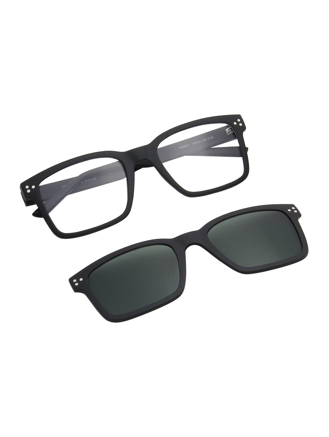 ted smith unisex black-green square clip on frames clip on sunglasses with polarized lens - 21950215 - Standard Image - 1