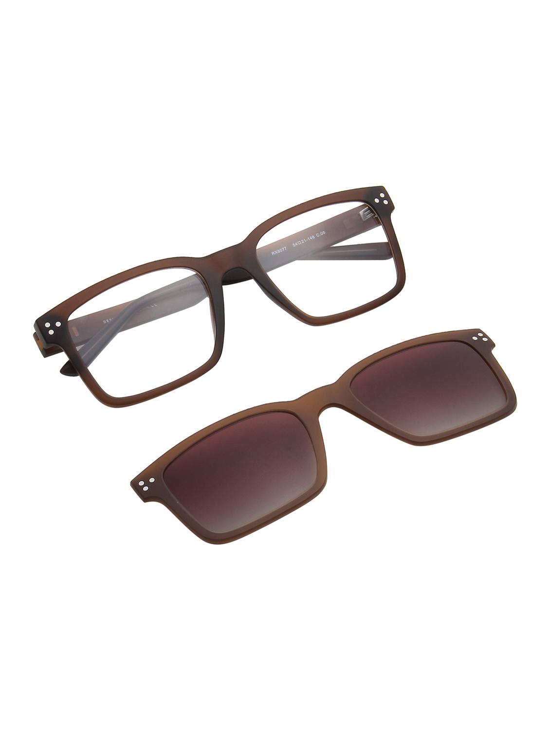 ted smith unisex brown square clip on frames clip on sunglasses with polarized lens - 21950216 - Standard Image - 1
