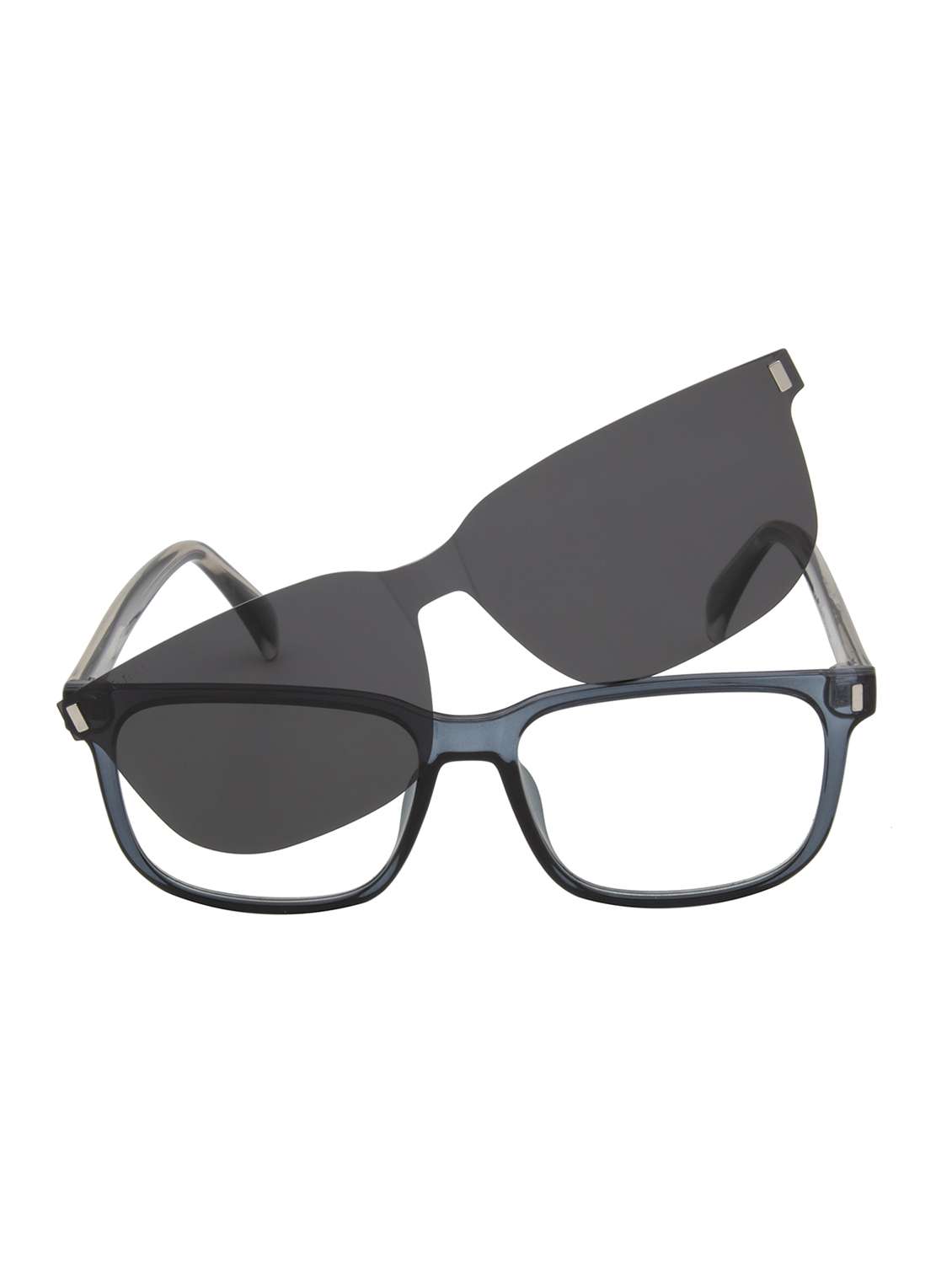 ted smith unisex blue-black wayfarer acetate clip on frames clip on sunglasses with polarized lens - 21950217 -  Standard Image - 1