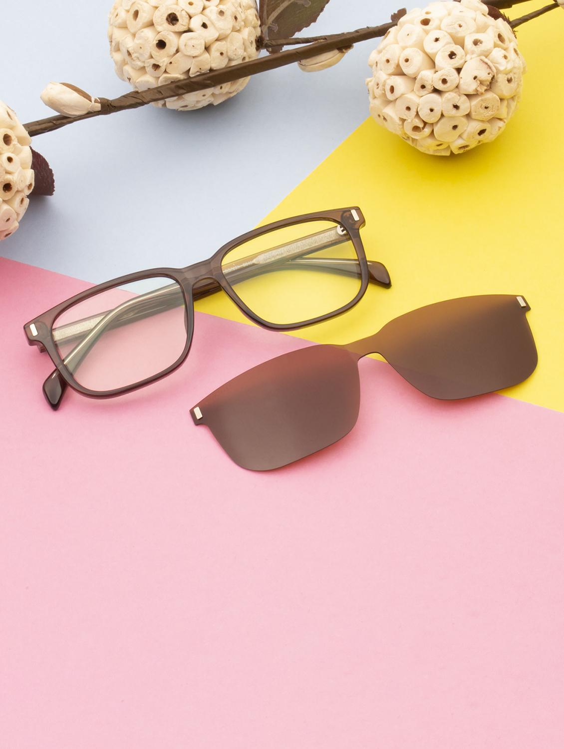 ted smith unisex brown wayfarer acetate clip on frames clip on sunglasses with polarized lens - 21950218 - Zoom Image - 0