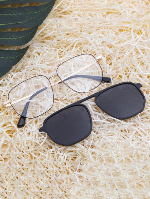 ted smith unisex gold-black aviator metal clip on frames clip on sunglasses with polarized lens - 21950220 -  Standard Image - 0