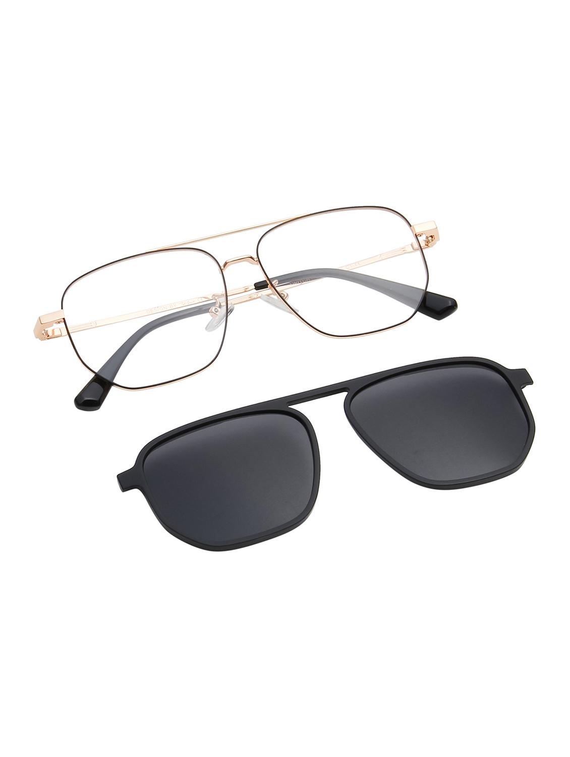 ted smith unisex gold-black aviator metal clip on frames clip on sunglasses with polarized lens - 21950220 -  Standard Image - 1