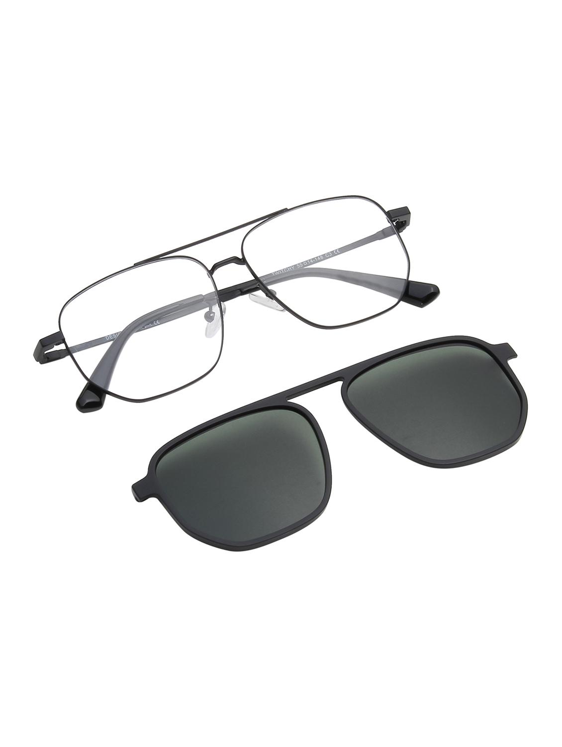 ted smith unisex black-green aviator metal clip on frames clip on sunglasses with polarized lens - 21950221 - Standard Image - 1