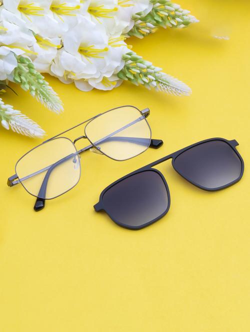 ted smith unisex gunmetal aviator metal clip on frames clip on sunglasses with polarized lens - 21950222 -  Standard Image - 0