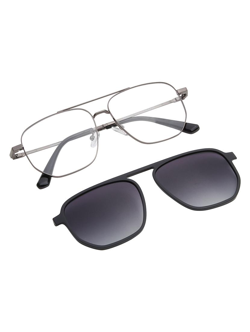 ted smith unisex gunmetal aviator metal clip on frames clip on sunglasses with polarized lens - 21950222 -  Standard Image - 1