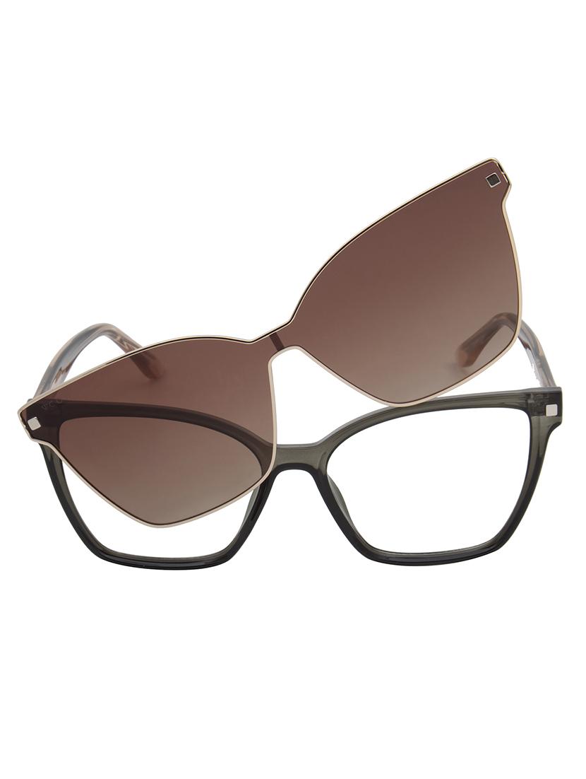 ted smith women grey-brown cateye acetate clip on frames clip on sunglasses with polarized lens - 21950223 - Standard Image - 1
