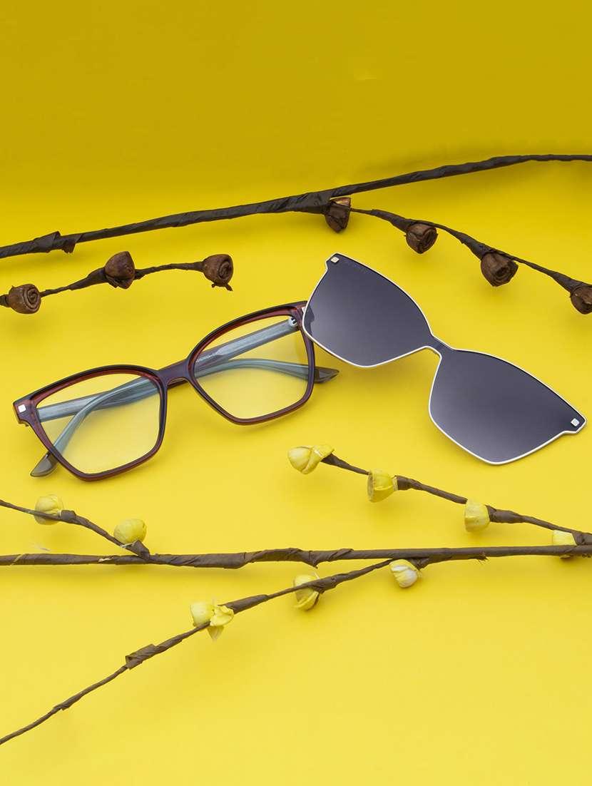 ted smith women margenta-purple cateye acetate clip on frames clip on sunglasses with polarized lens