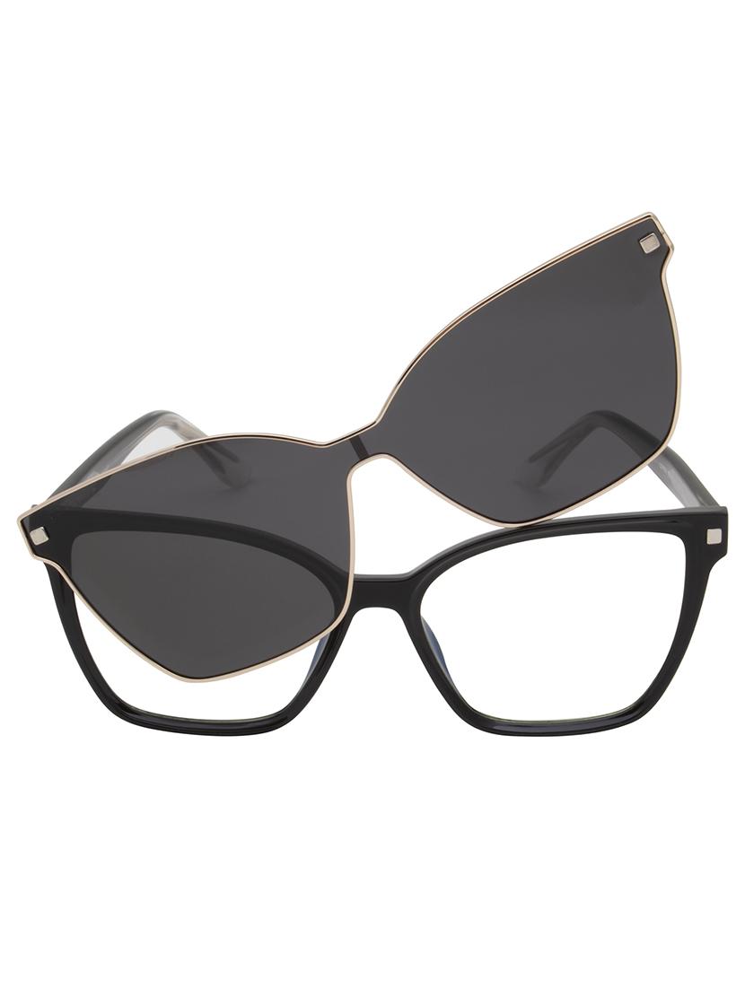 ted smith women black cateye acetate clip on frames clip on sunglasses with polarized lens - 21950225 - Standard Image - 1