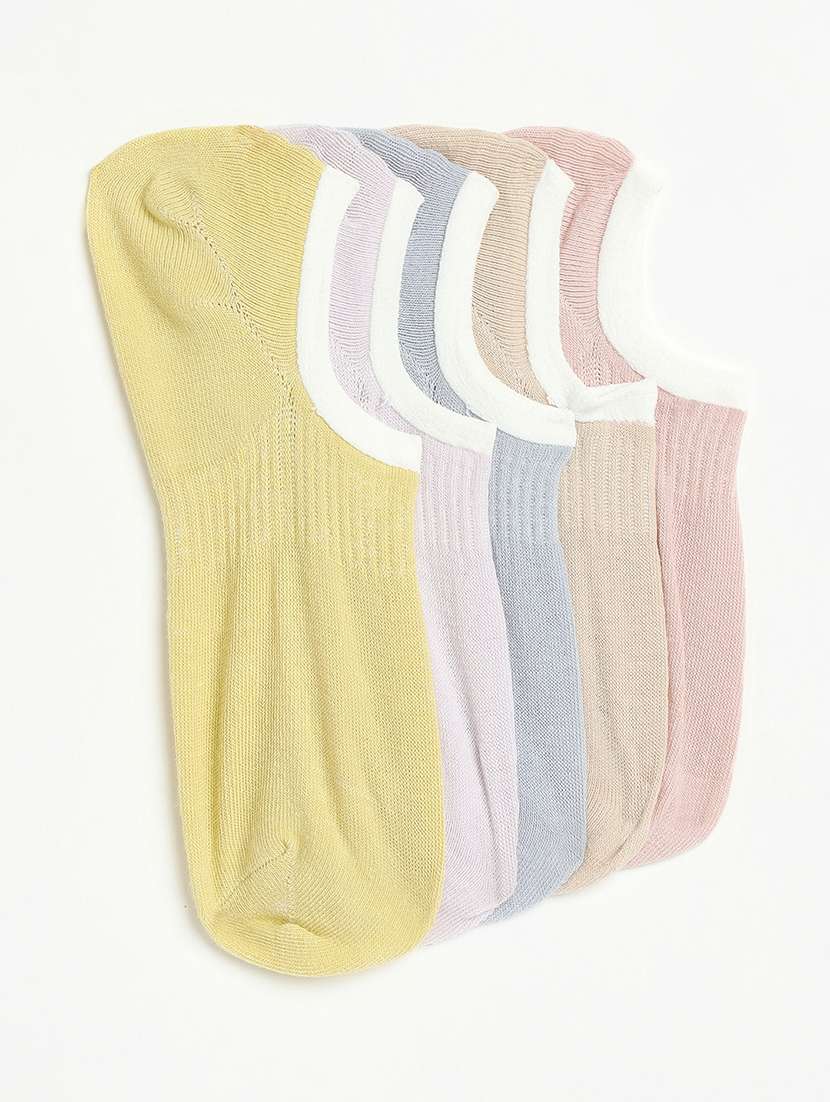 women pack of 5 solid no show socks - 21950228 -  Standard Image - 1
