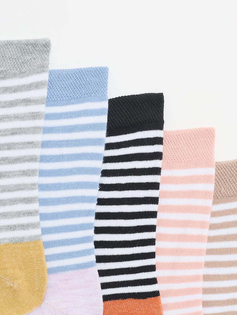 women pack of 5 striped above ankle length socks - 21950229 - Standard Image - 6