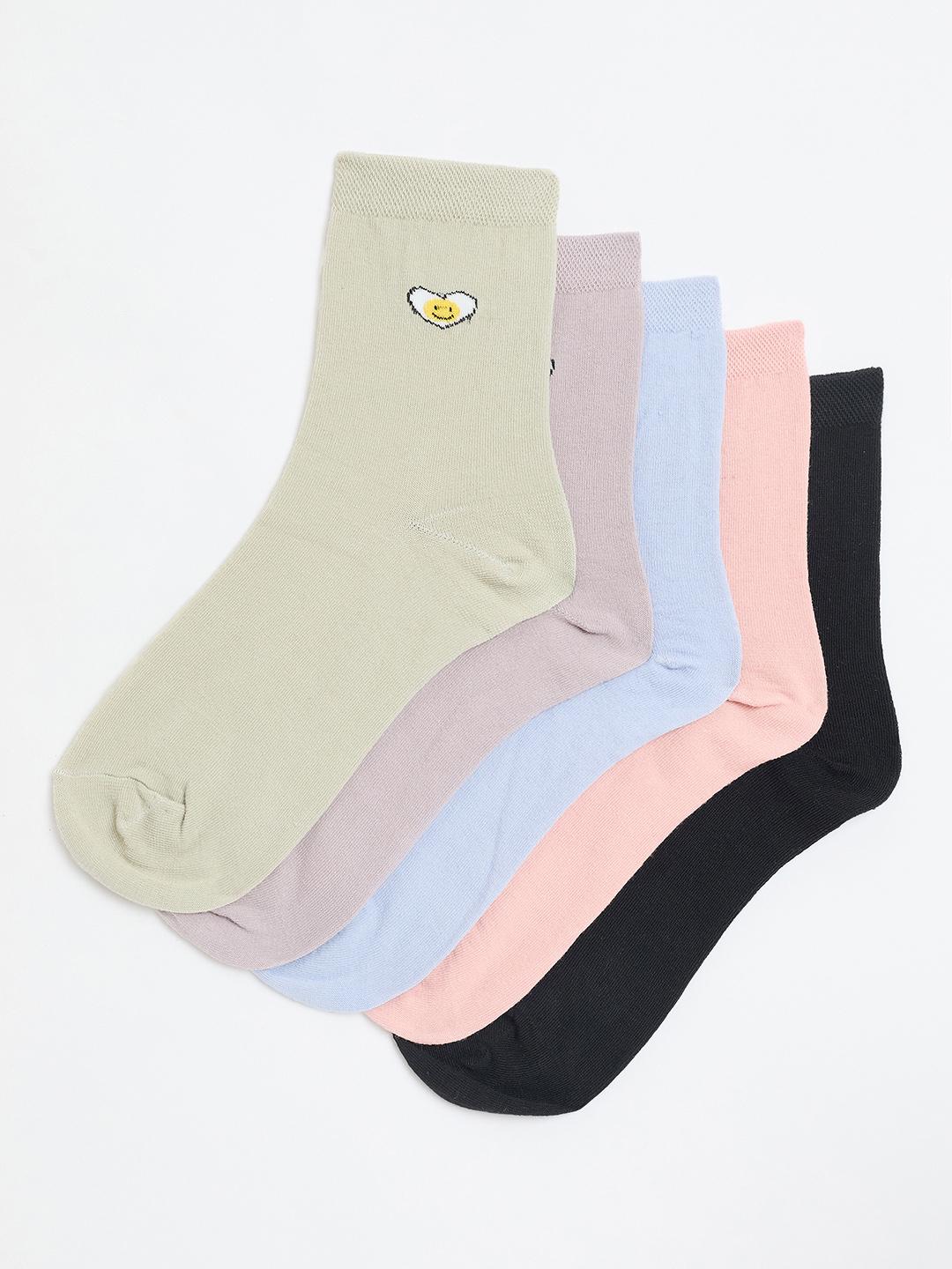 women pack of 5 solid ankle length socks - 21950231 - Standard Image - 1