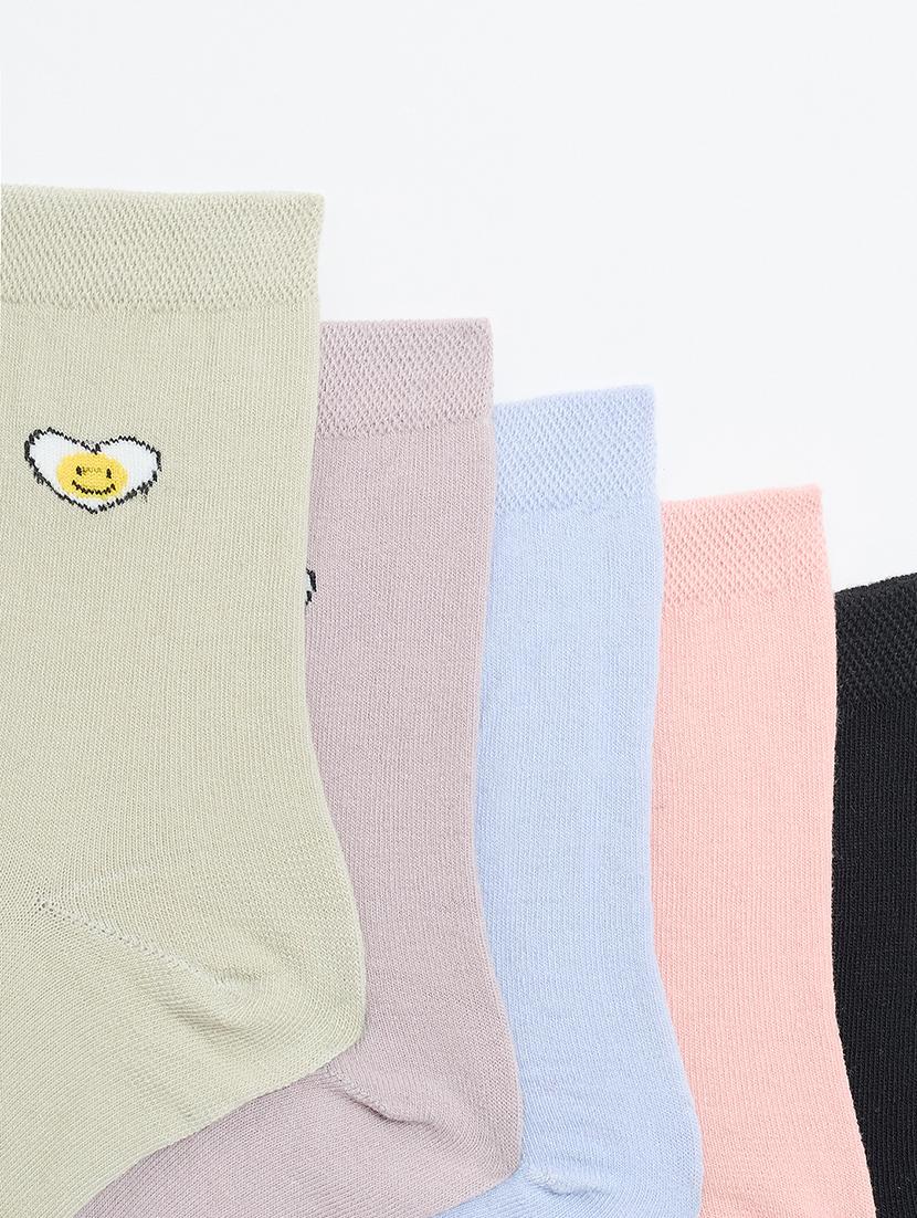 women pack of 5 solid ankle length socks - 21950231 - Standard Image - 6