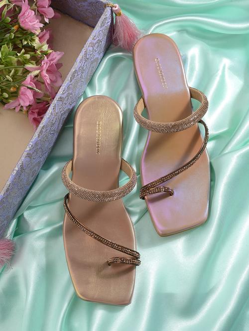 women gold slip on sandal - 21950251 -  Standard Image - 0
