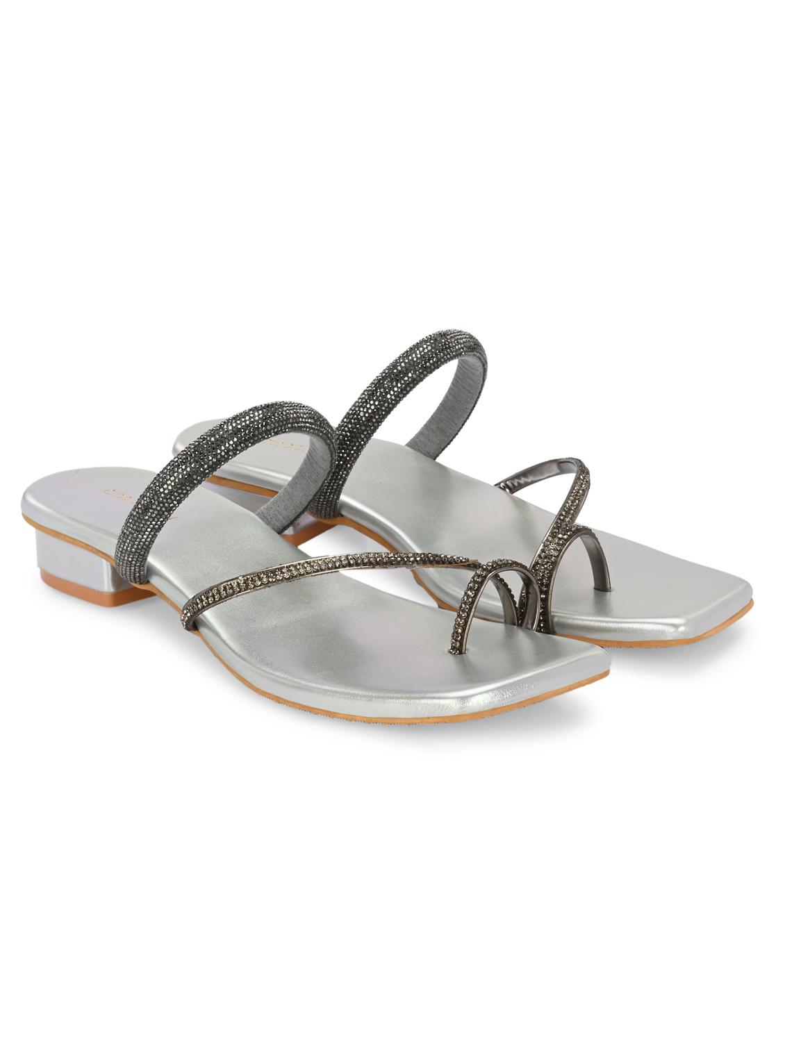 women silver slip on sandal - 21950252 - Standard Image - 1