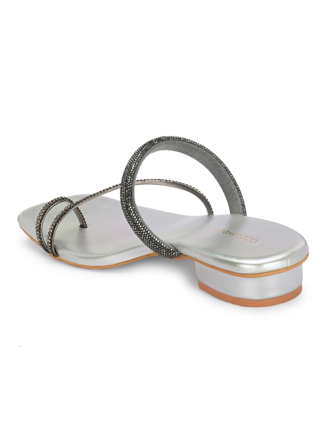 women silver slip on sandal - 21950252 - Standard Image - 4