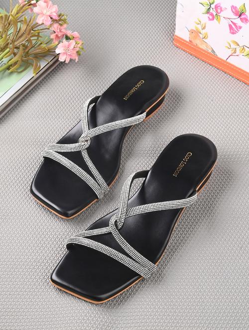 women black slip on sandal - 21950253 -  Standard Image - 0
