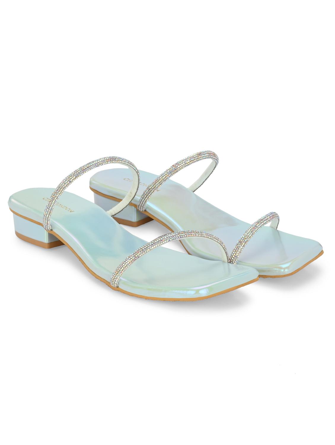 women blue slip on sandal - 21950255 - Standard Image - 1